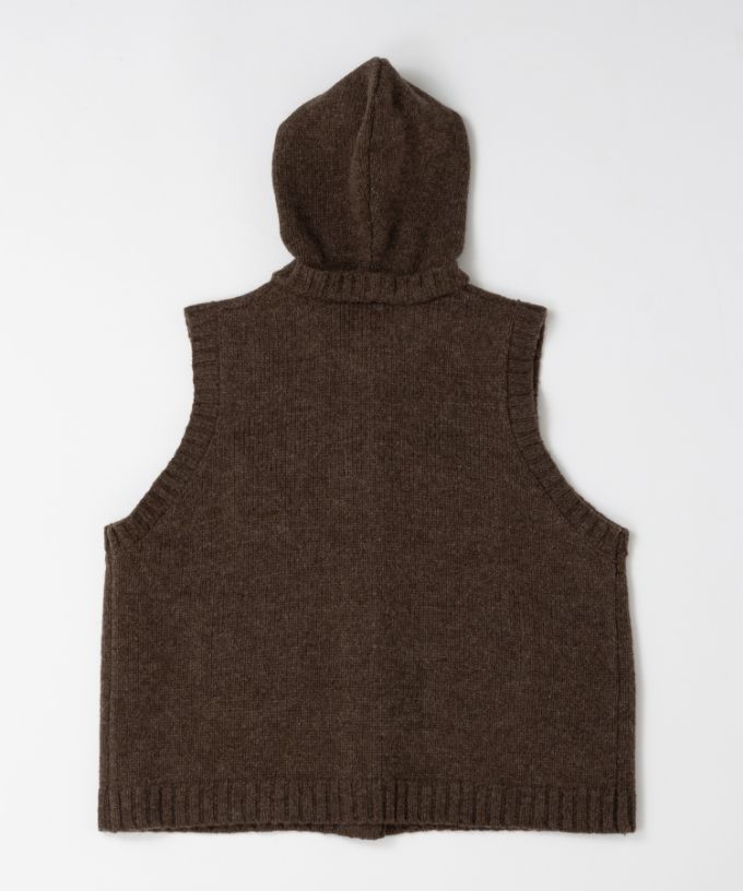 ポリーベスト　ノンミュールジングウールのフード付きベスト