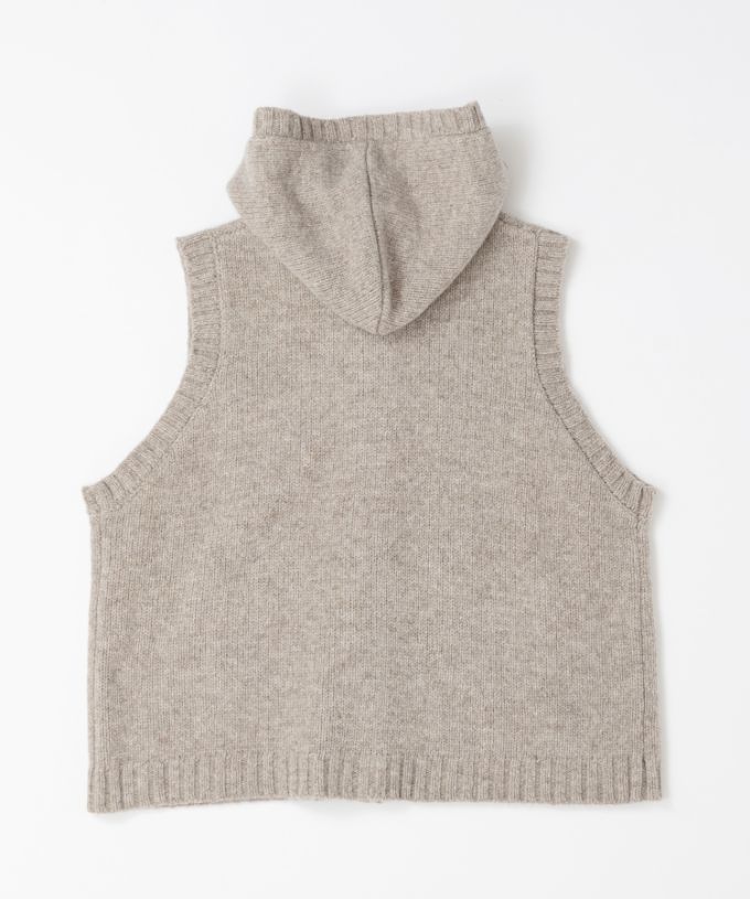 ポリーベスト　ノンミュールジングウールのフード付きベスト