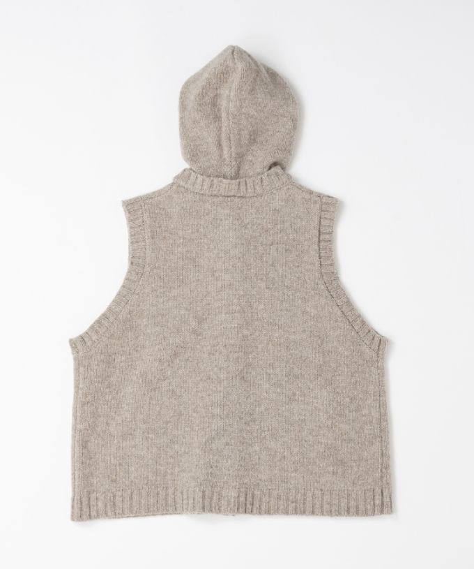 ポリーベスト　ノンミュールジングウールのフード付きベスト