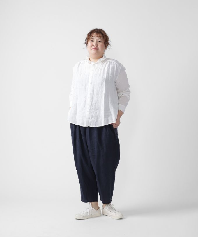 マオパンツ麻・21-4【プラスサイズ】リネン素材のビッグポケットパンツ