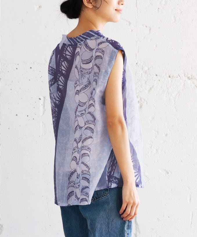 じゃぽにぜ　とっぷ［KusaKanmuri シルクコットントップス]