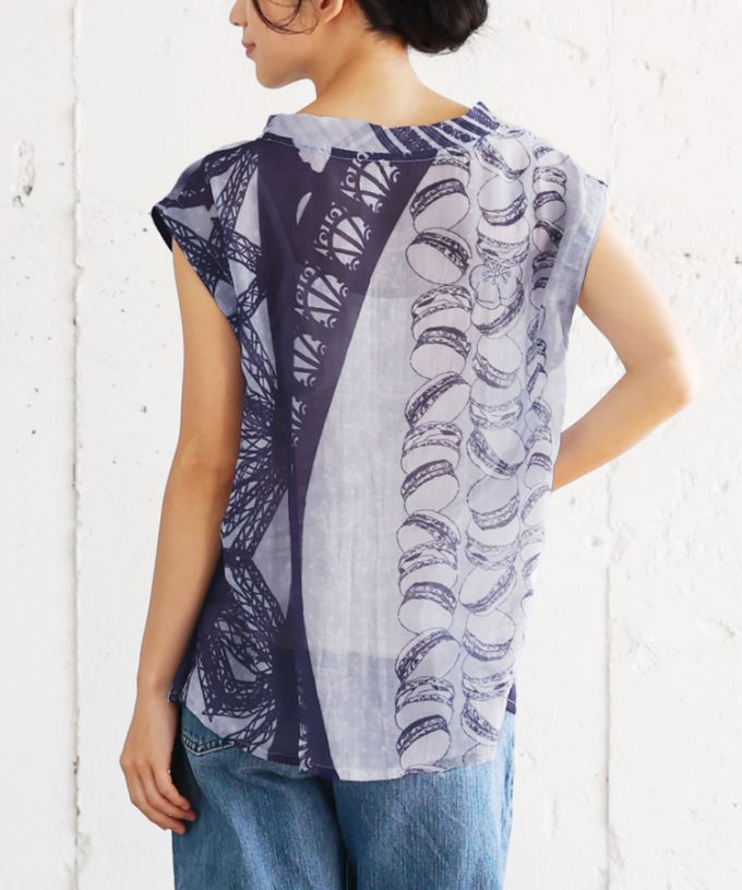 じゃぽにぜ　とっぷ［KusaKanmuri シルクコットントップス]