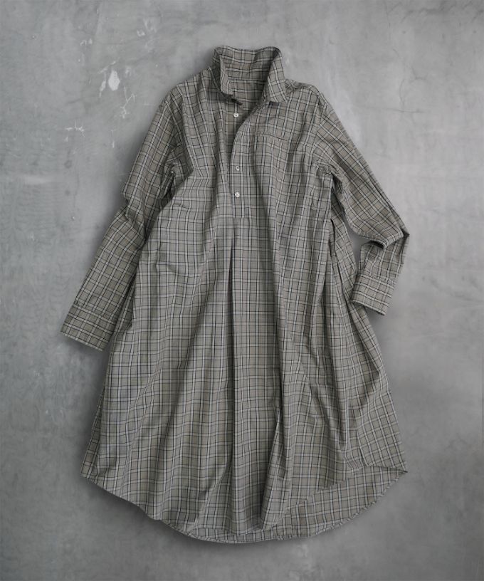 ルーク・C［haddow］チェック柄のロングプルオーバーシャツ