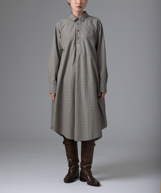 ルーク・C［haddow］チェック柄のロングプルオーバーシャツ