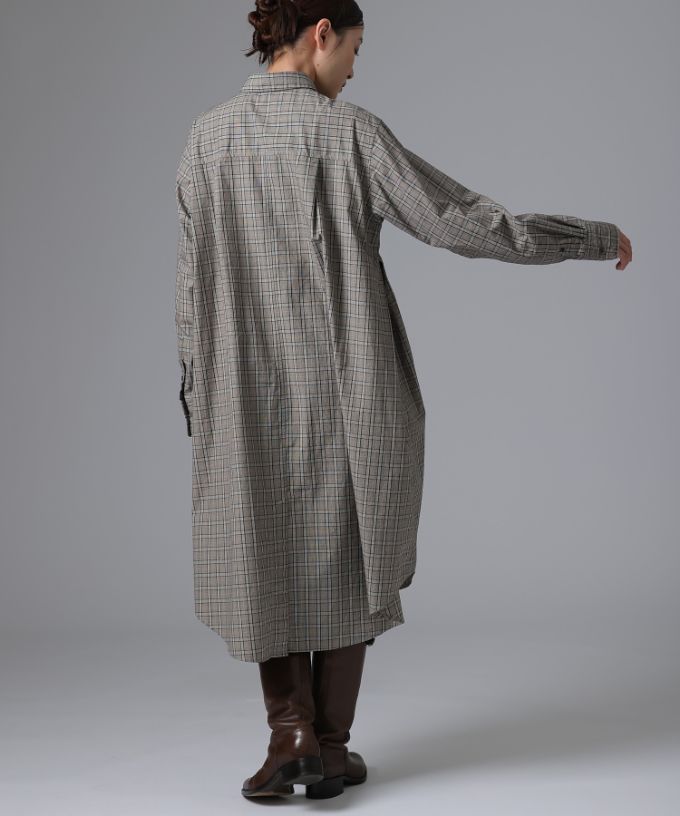 ルーク・C［haddow］チェック柄のロングプルオーバーシャツ