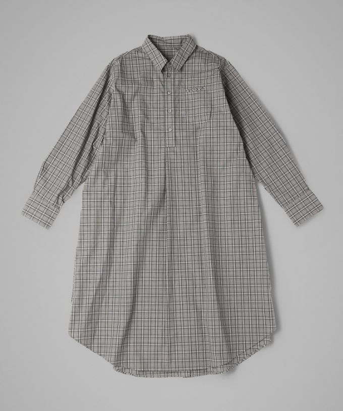 ルーク・C［haddow］チェック柄のロングプルオーバーシャツ