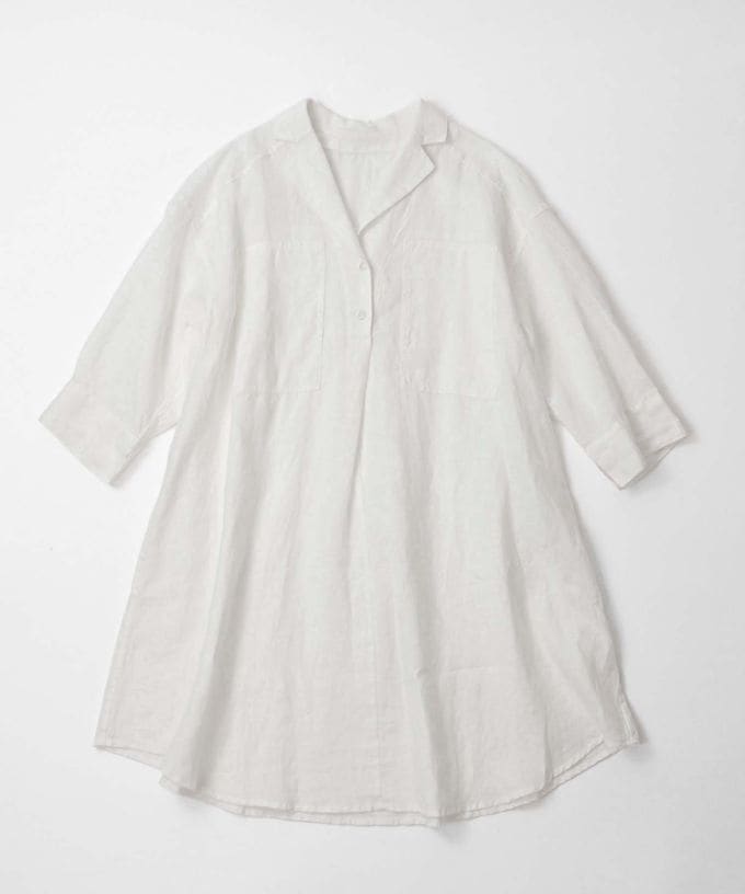 ヘリング　リネンのプルオーバーチュニック　