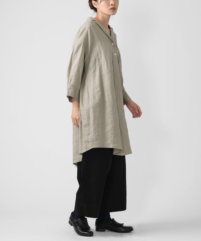 ヘリング　リネンのプルオーバーチュニック　