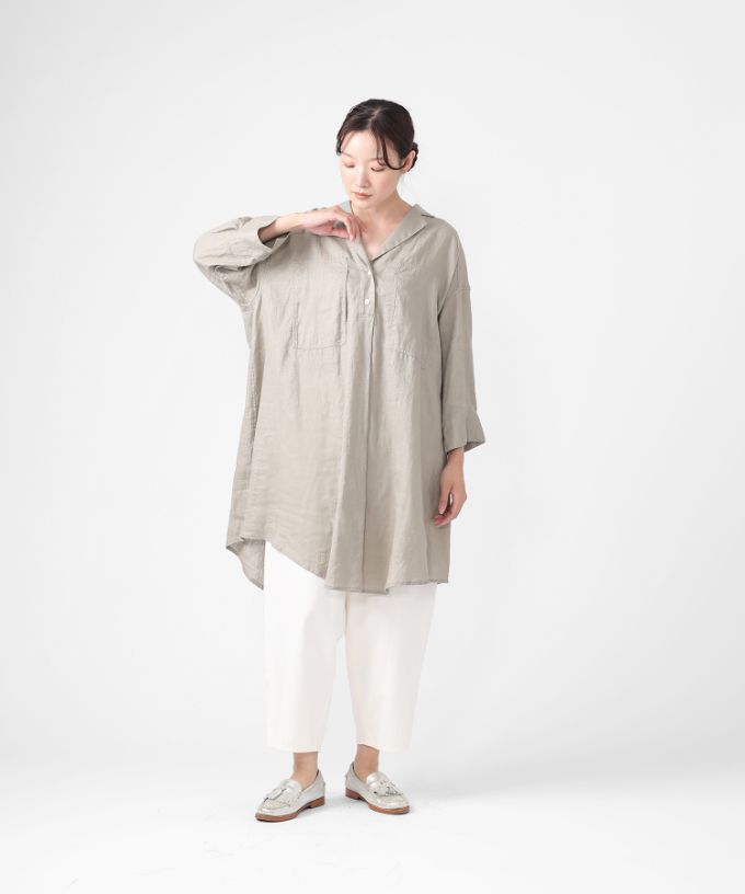 ヘリング　リネンのプルオーバーチュニック　