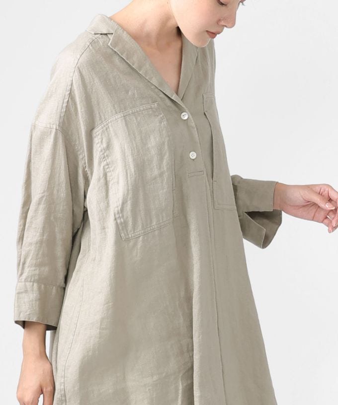 ヘリング　リネンのプルオーバーチュニック　