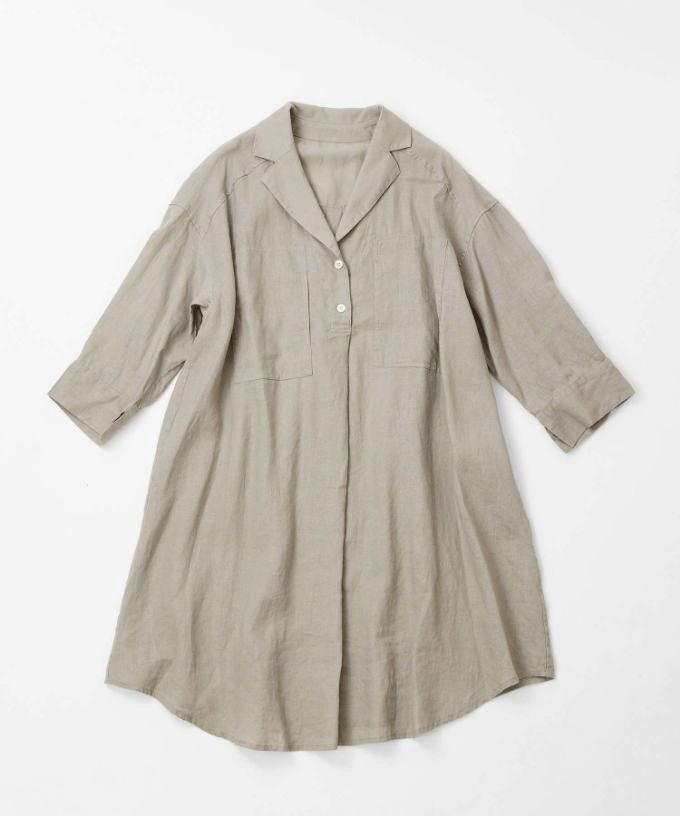 ヘリング　リネンのプルオーバーチュニック　