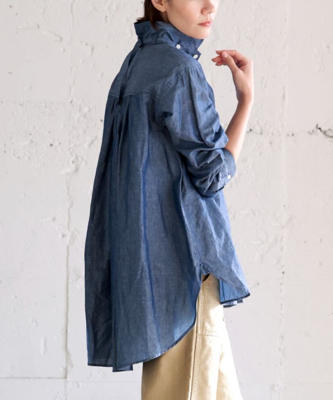 ブラッドB　［Haddow］綿麻シャンブレー素材のベルト付きシャツ