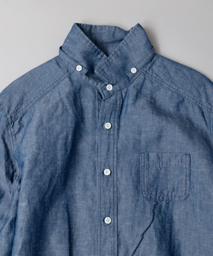 ブラッドB　［Haddow］綿麻シャンブレー素材のベルト付きシャツ