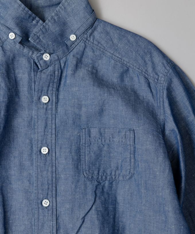 ブラッドB　［Haddow］綿麻シャンブレー素材のベルト付きシャツ