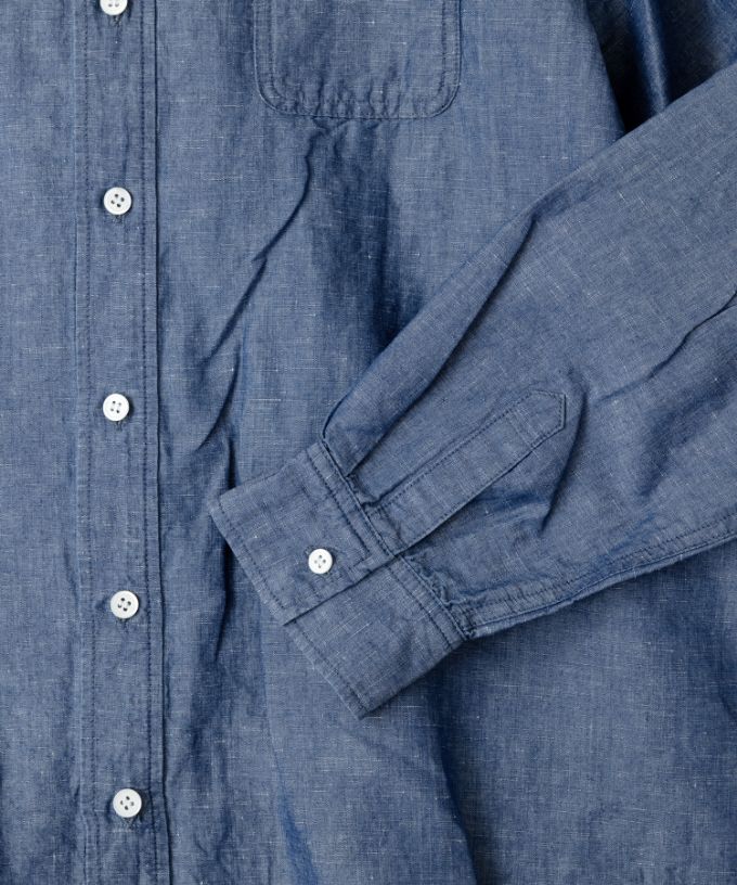 ブラッドB　［Haddow］綿麻シャンブレー素材のベルト付きシャツ