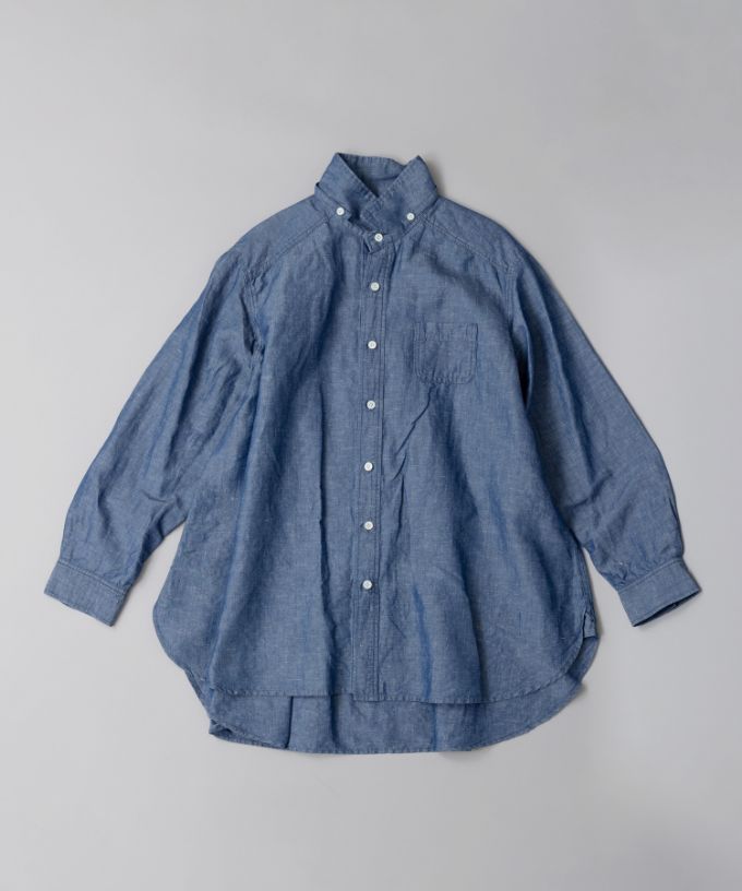 ブラッドB　［Haddow］綿麻シャンブレー素材のベルト付きシャツ