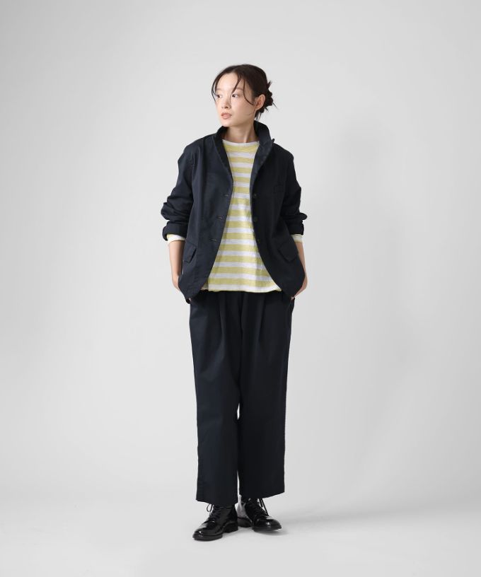 アノアパンツ・B　コットンストレッチの裾スリットパンツ　