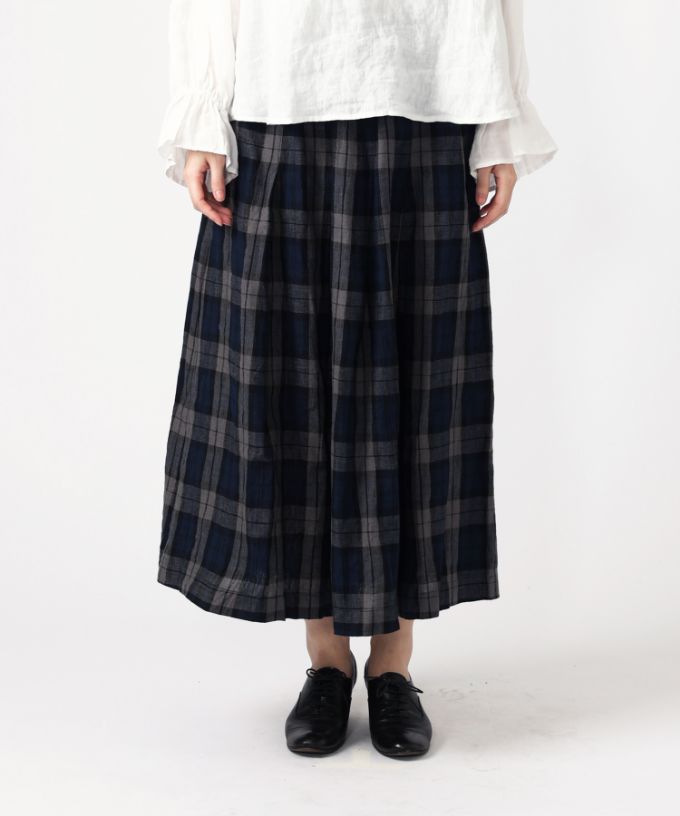 カッサスカート・17 リネンチェックのタックスカート/すべての商品  