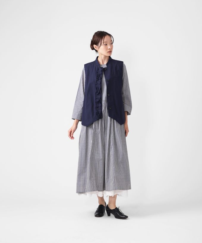 ランディベスト　フロントフリルのコットンべスト