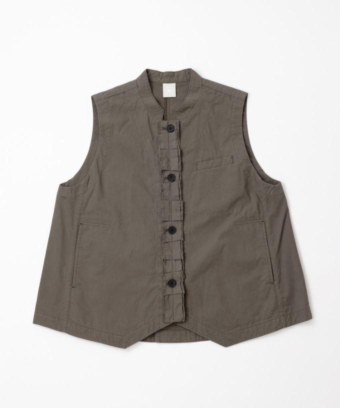 ランディベスト　フロントフリルのコットンべスト