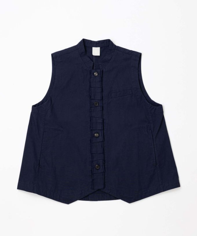 ランディベスト　フロントフリルのコットンべスト