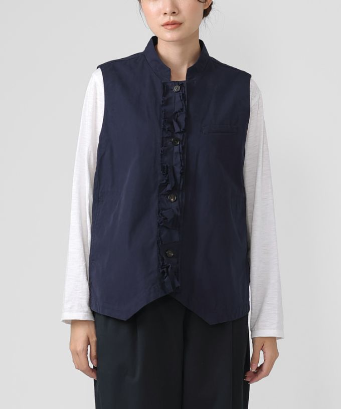 ランディベスト　フロントフリルのコットンべスト