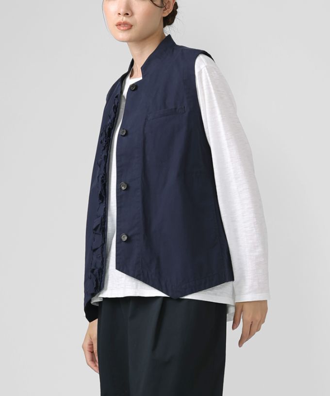 ランディベスト　フロントフリルのコットンべスト