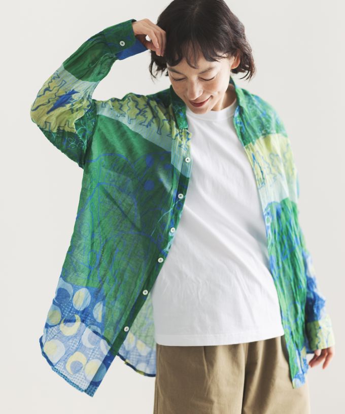 くさしゃつ　こたんころかむい［Kusa Kanmuri　シルクコットンシャツ］