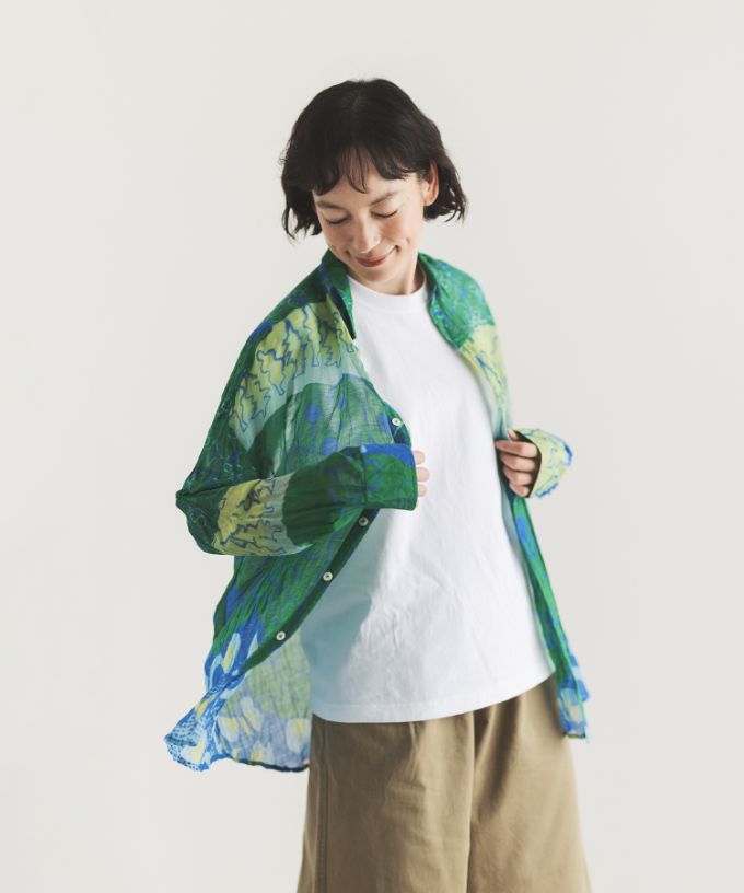 くさしゃつ　こたんころかむい［Kusa Kanmuri　シルクコットンシャツ］