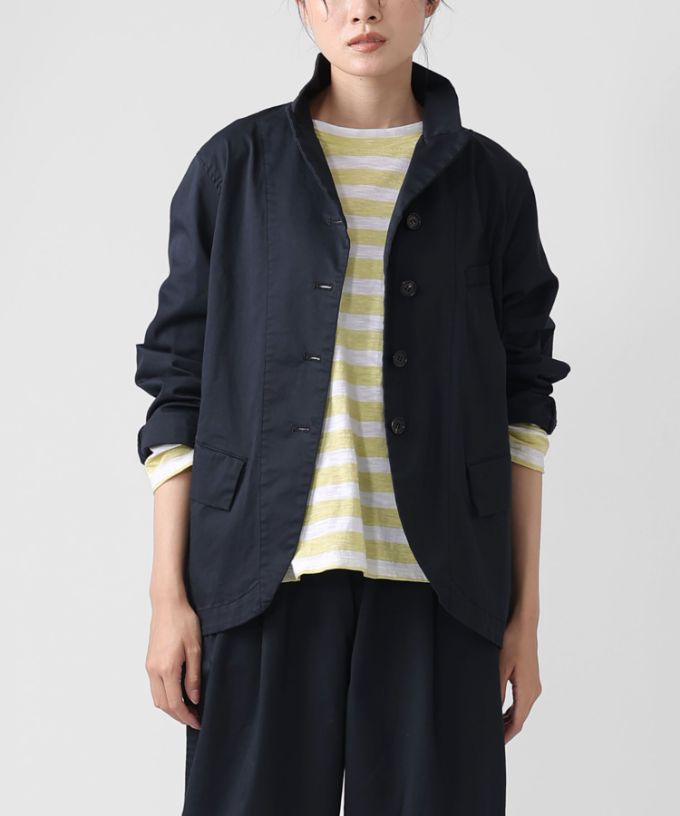 グースジャケット　ピークドラペルの綿ストレッチジャケット