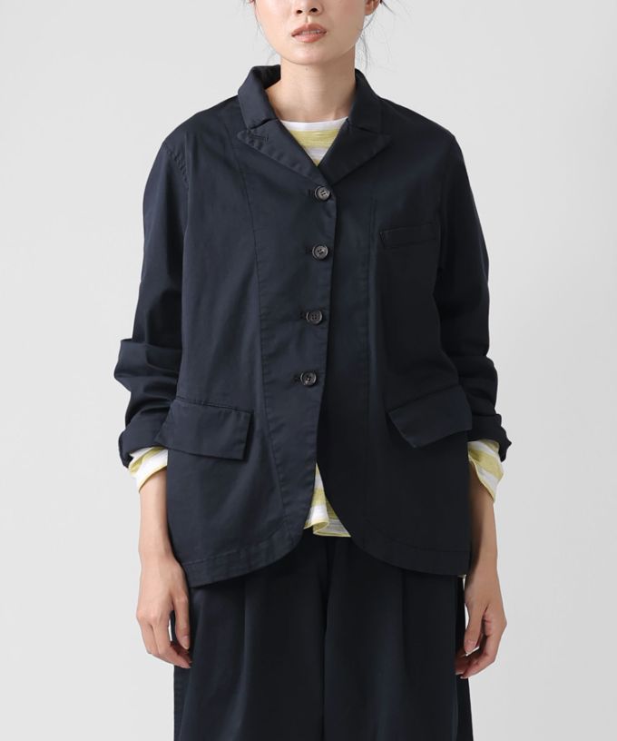 グースジャケット　ピークドラペルの綿ストレッチジャケット