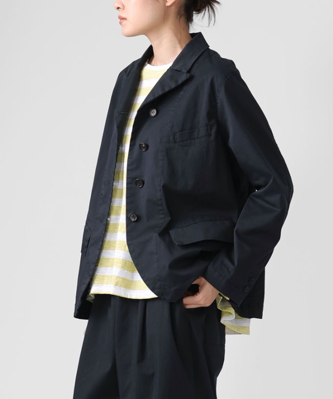 グースジャケット　ピークドラペルの綿ストレッチジャケット