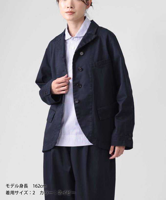 グースジャケット　ピークドラペルの綿ストレッチジャケット