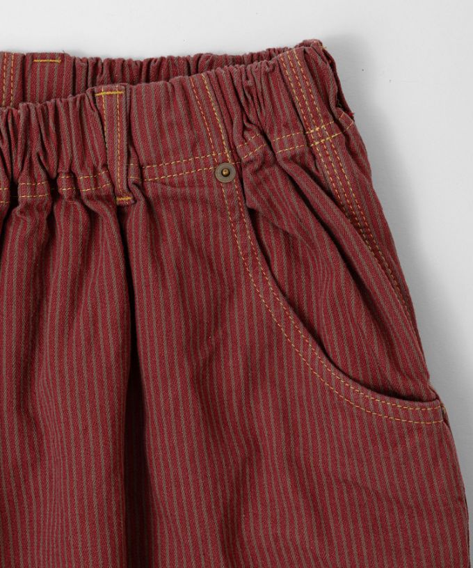 マオパンツロング・17  反応染めヒッコリーバックポケットパンツロング丈