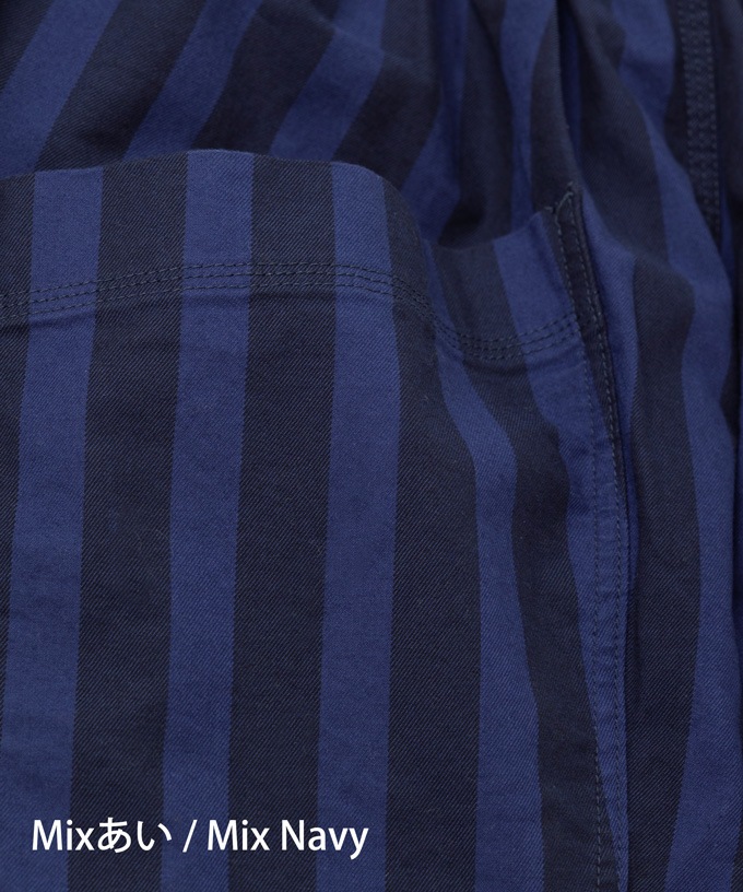 マオパンツ・86　綿ツイルのストライプビッグポケットパンツ