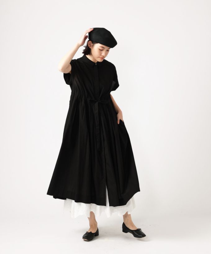 【SALE】ルンドレス　シャツ素材のウエストシャーリングドレス