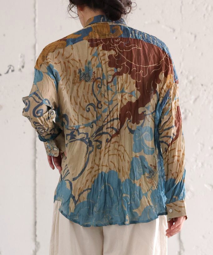 くさしゃつ　きたかぜとたいよう　かぜ［Kusa Kanmuri　シルクコットンシャツ］