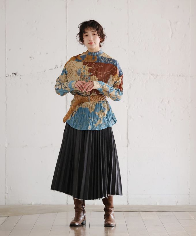 くさしゃつ　きたかぜとたいよう　かぜ［Kusa Kanmuri　シルクコットンシャツ］