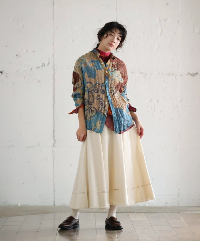 くさしゃつ　きたかぜとたいよう　かぜ［Kusa Kanmuri　シルクコットンシャツ］