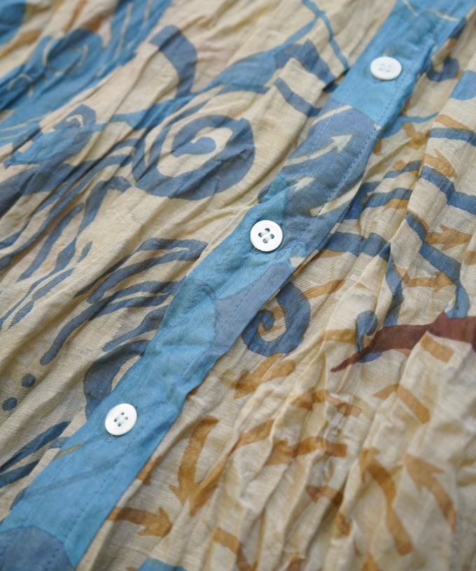 くさしゃつ　きたかぜとたいよう　かぜ［Kusa Kanmuri　シルクコットンシャツ］