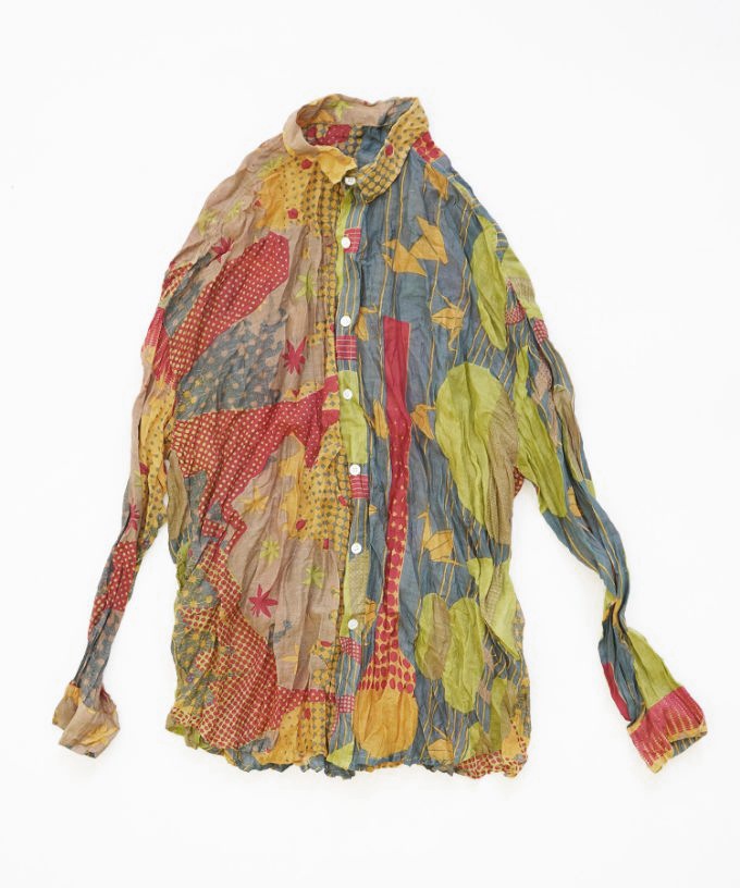 くさしゃつ　きつねとつる ［Kusa Kanmuri　シルクコットンシャツ］