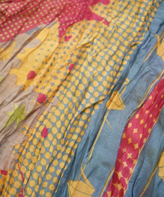 くさしゃつ　きつねとつる ［Kusa Kanmuri　シルクコットンシャツ］