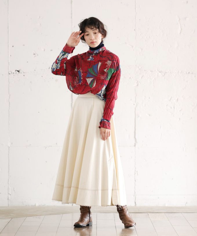 くさしゃつ　さかなのせかい あさ ［Kusa Kanmuri　シルクコットンシャツ］