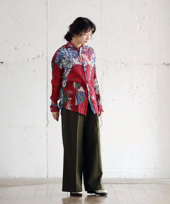 くさしゃつ　さかなのせかい あさ ［Kusa Kanmuri　シルクコットンシャツ］