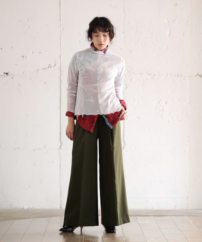 くさしゃつ　さかなのせかい あさ ［Kusa Kanmuri　シルクコットンシャツ］