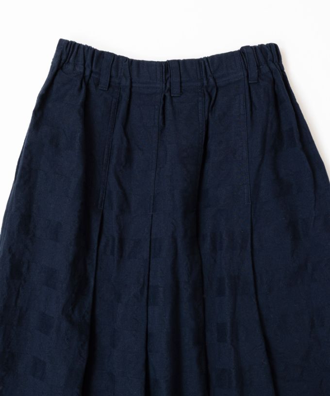 カッサスカート・ネイビー　オリジナルコットンのタックスカート