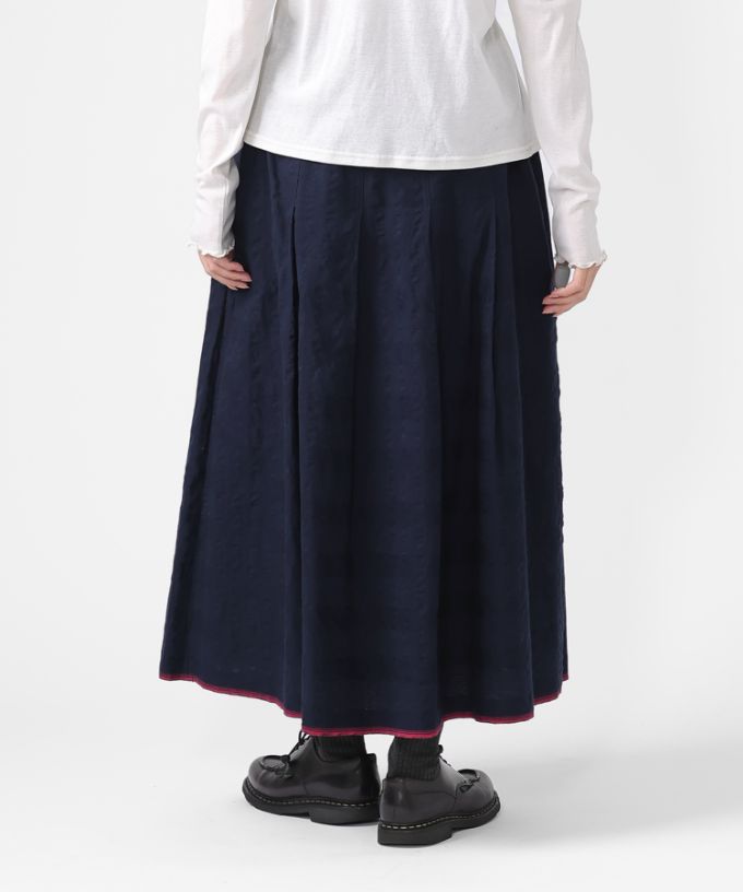 カッサスカート・ネイビー　オリジナルコットンのタックスカート