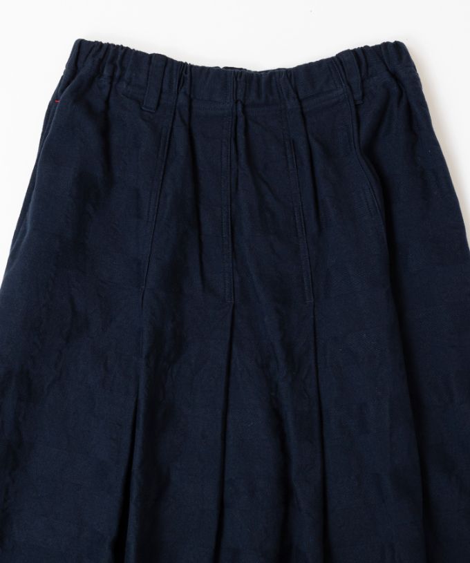 カッサスカート・ネイビー　オリジナルコットンのタックスカート