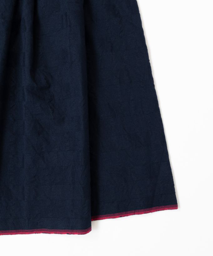 カッサスカート・ネイビー　オリジナルコットンのタックスカート