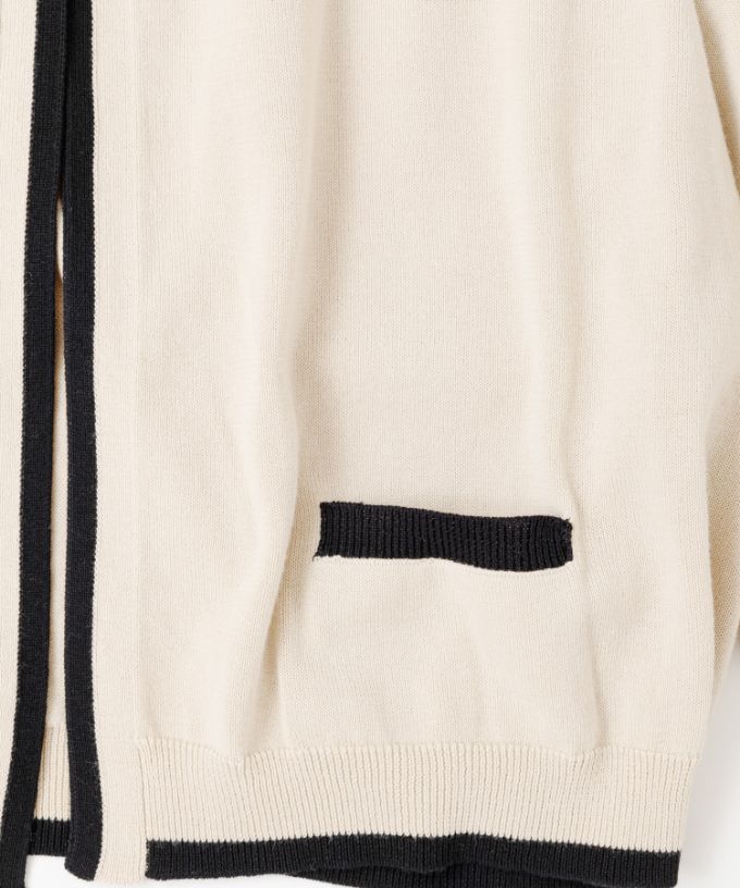 カネルカーデ　バイカラー強撚綿カーディガン